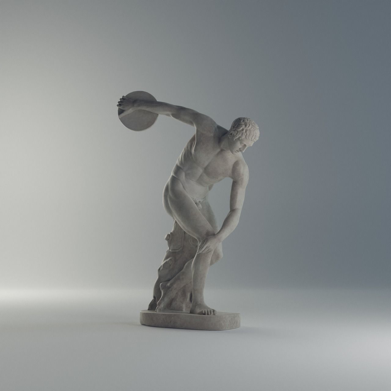The Discobolus Tivoli Sculpture VR AR Mobile-ready Game-ready Low-poly 3D model_5