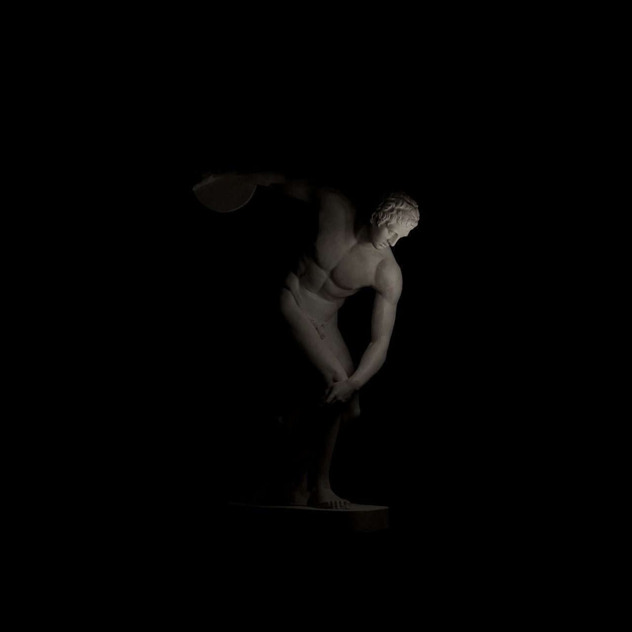 The Discobolus Tivoli Sculpture VR AR Mobile-ready Game-ready Low-poly 3D model_6