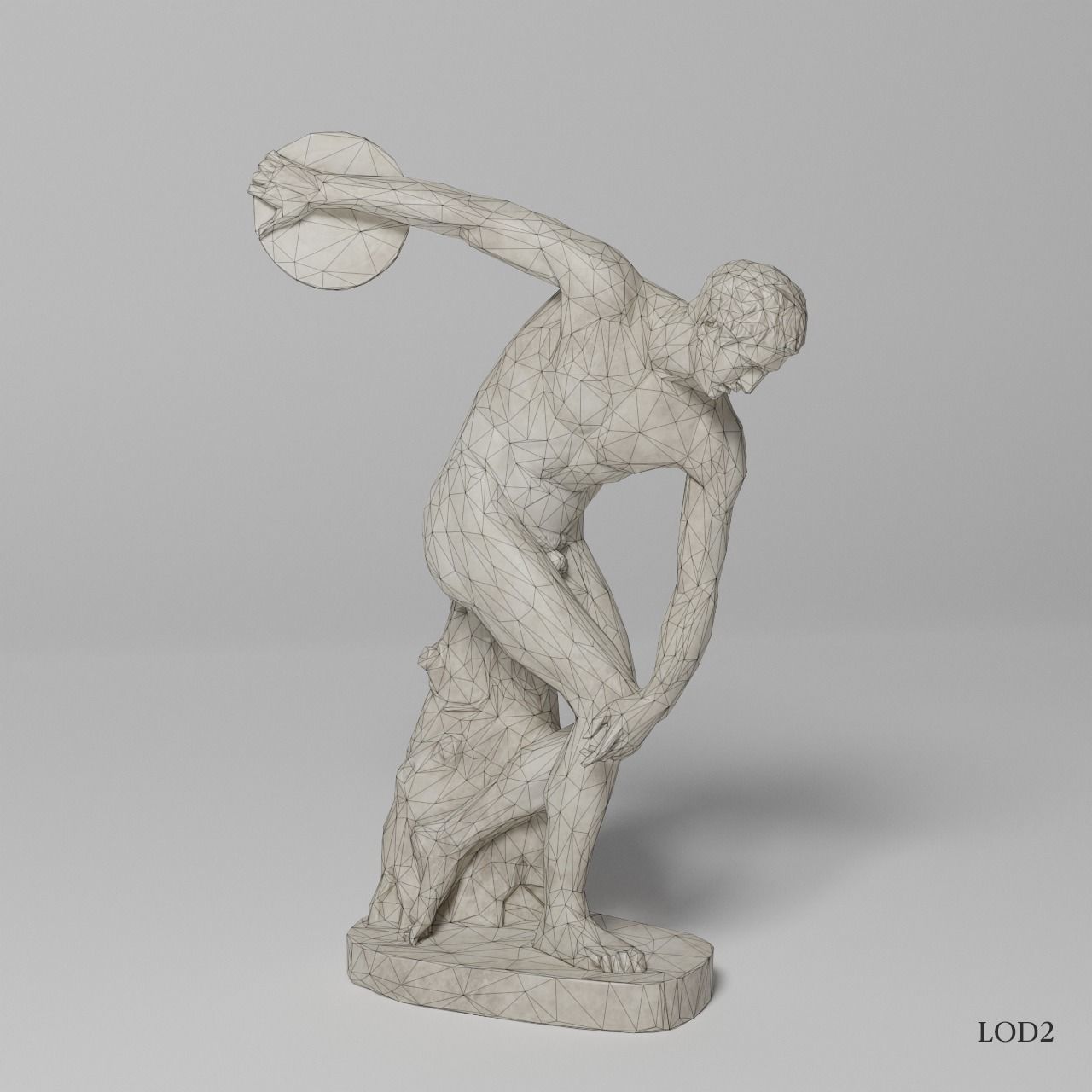 The Discobolus Tivoli Sculpture VR AR Mobile-ready Game-ready Low-poly 3D model_17