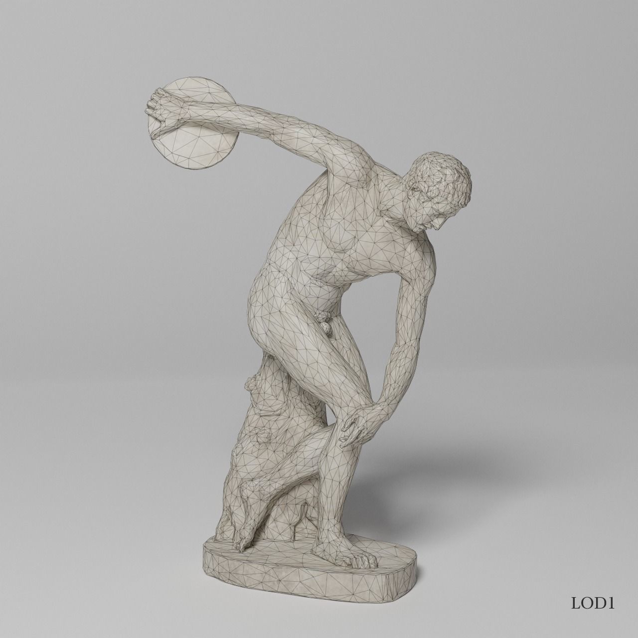 The Discobolus Tivoli Sculpture VR AR Mobile-ready Game-ready Low-poly 3D model_15