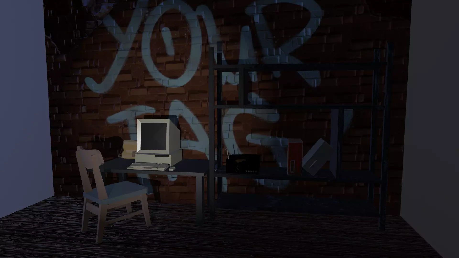 3B Low polygon room Low-poly 3D model_0