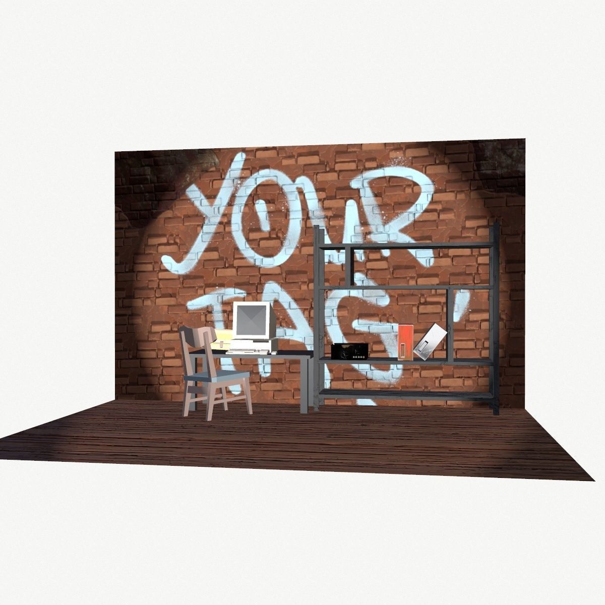 3B Low polygon room Low-poly 3D model_8