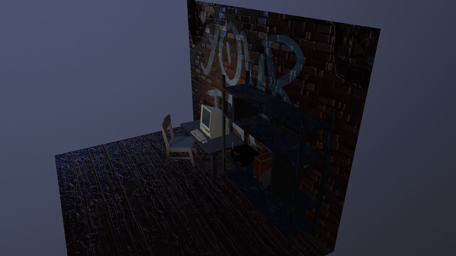 3B Low polygon room Low-poly 3D model_5