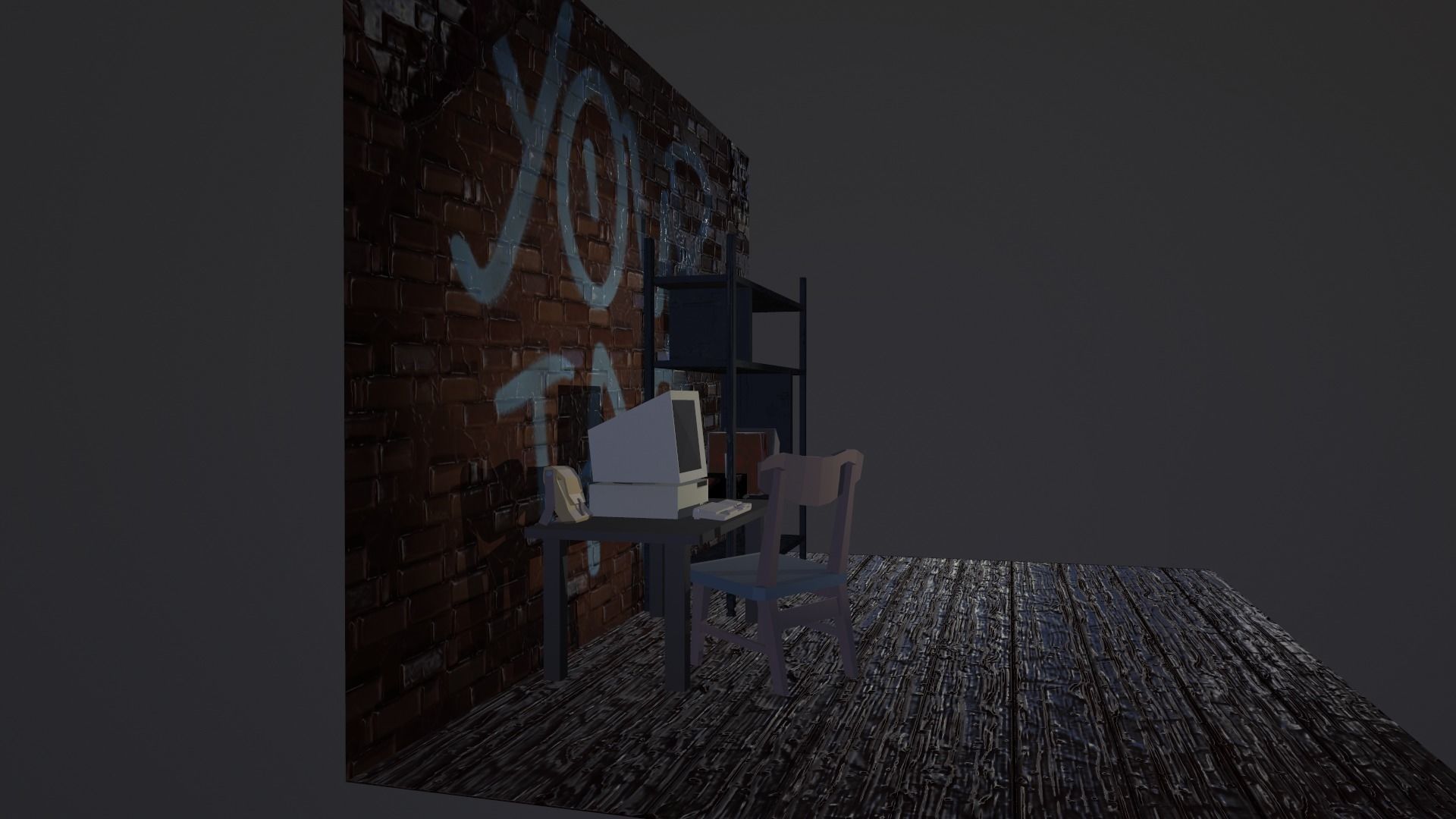 3B Low polygon room Low-poly 3D model_3