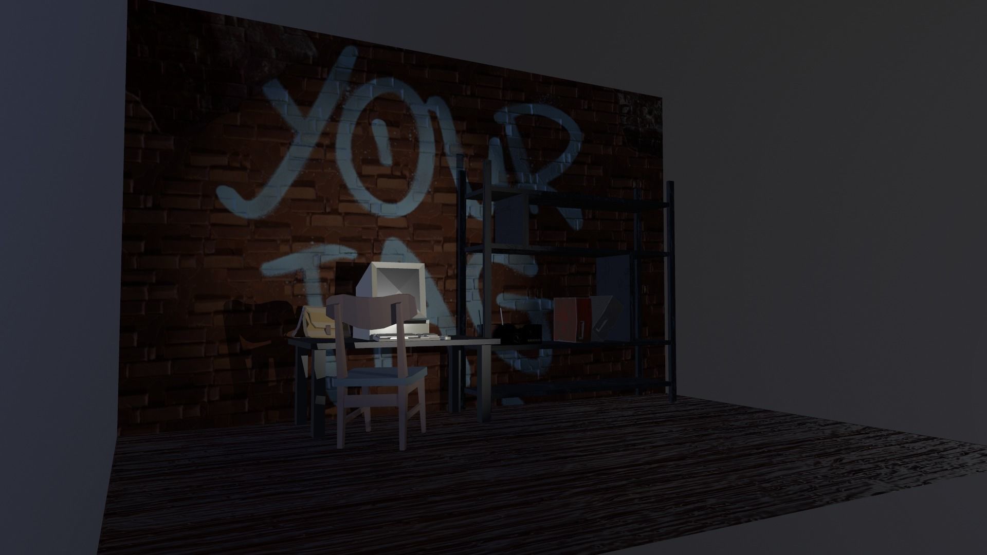 3B Low polygon room Low-poly 3D model_4