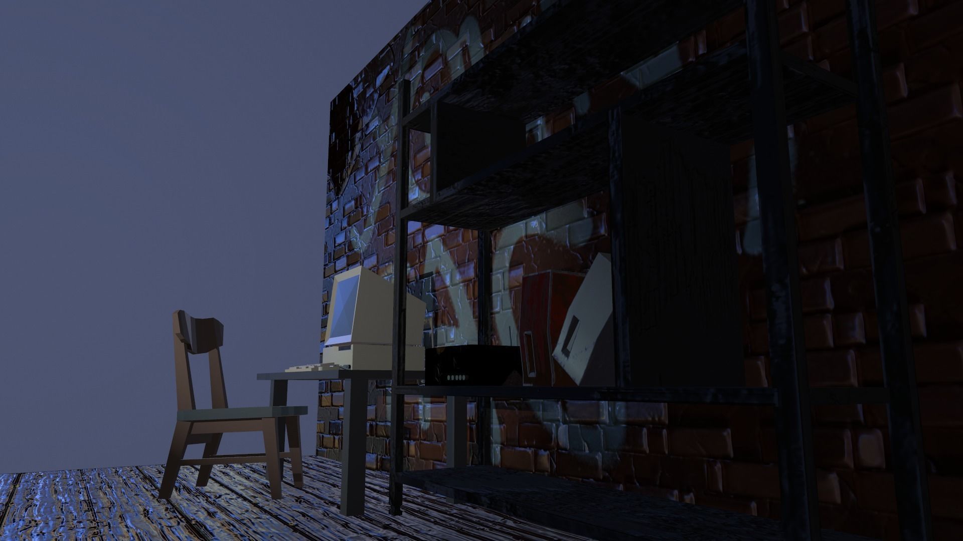 3B Low polygon room Low-poly 3D model_6