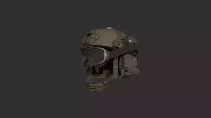 Ops-Core Fast XP TAN with Comtac and Goggles Low Poly 3D model 