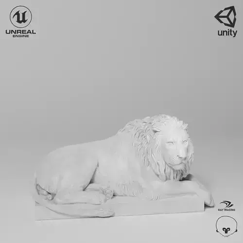 Recumbent Lion Sculpture VR AR Mobile-ready Game-ready Low-poly 3D model