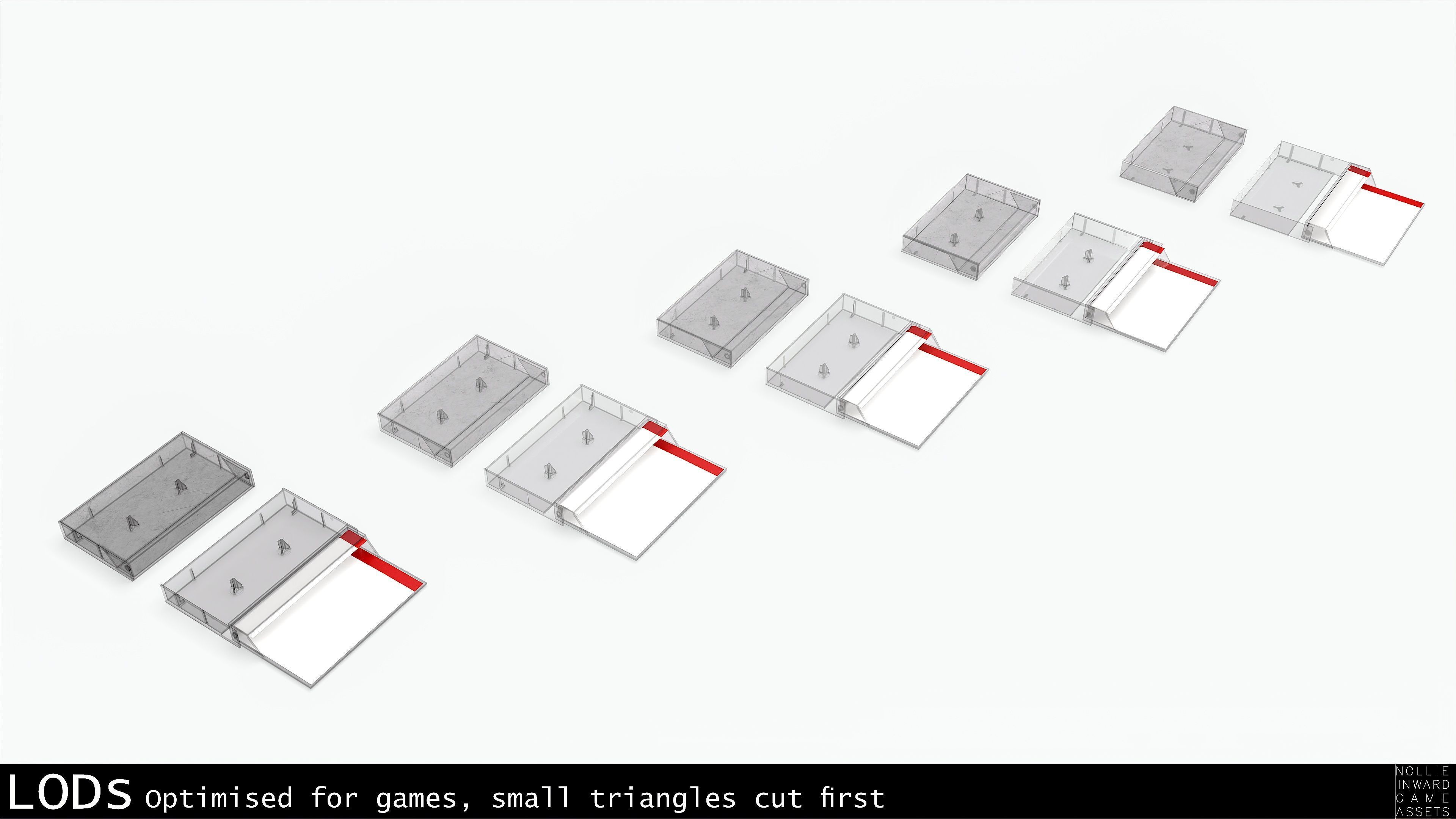 Cassette Tape and Case Gray - 4 Variants 3D Model Collection_16