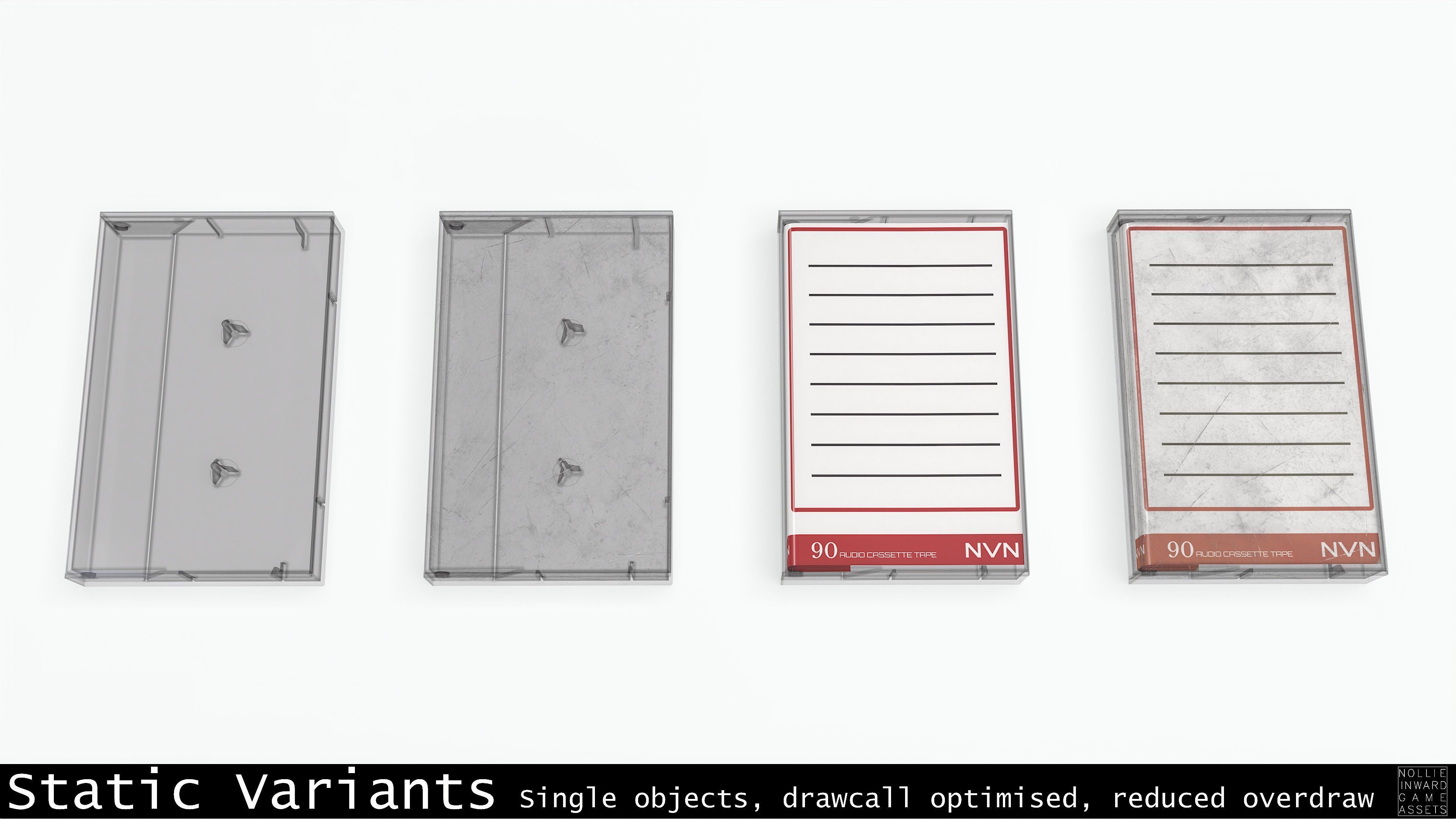 Cassette Tape and Case Gray - 4 Variants 3D Model Collection_14