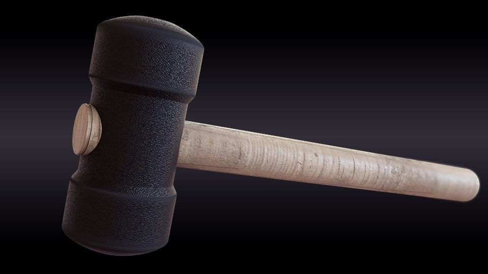 Rubber Hammer Low-poly 3D model_2