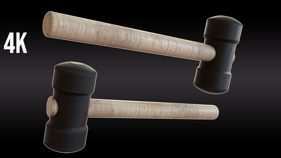 Rubber Hammer Low-poly 3D model_4