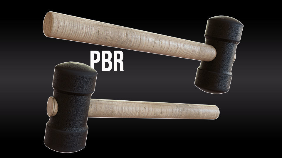 Rubber Hammer Low-poly 3D model_6