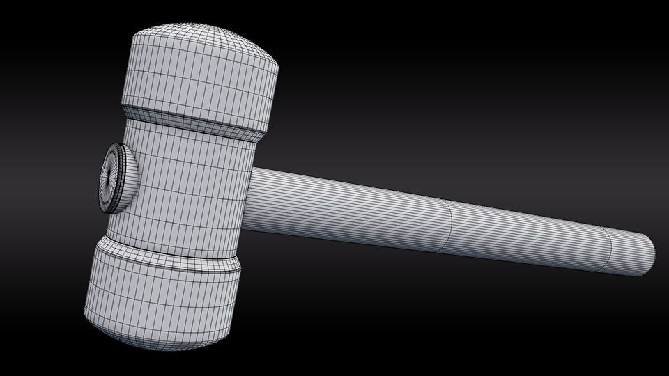Rubber Hammer Low-poly 3D model_8