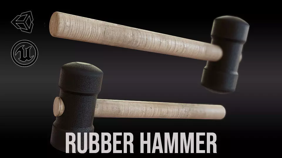 Rubber Hammer Low-poly 3D model_0