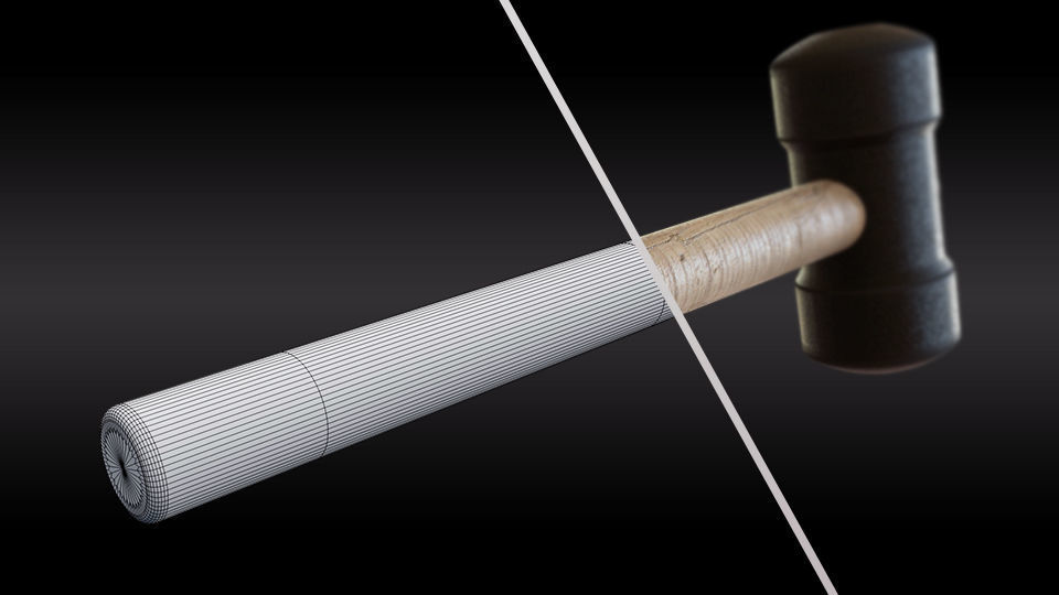Rubber Hammer Low-poly 3D model_12