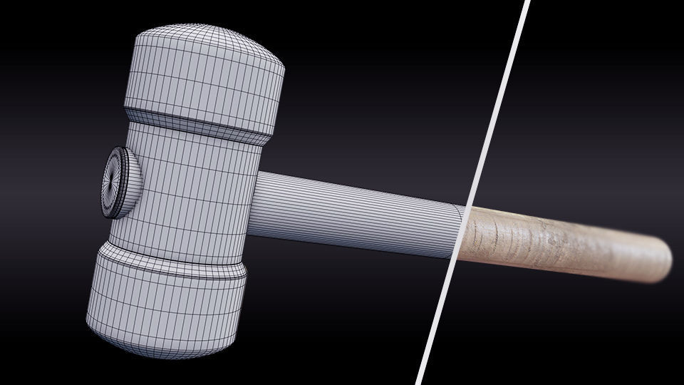 Rubber Hammer Low-poly 3D model_9