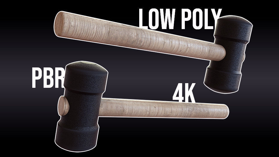 Rubber Hammer Low-poly 3D model_7