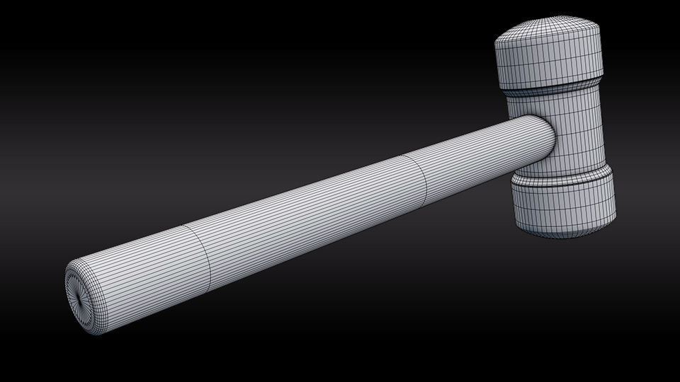 Rubber Hammer Low-poly 3D model_10