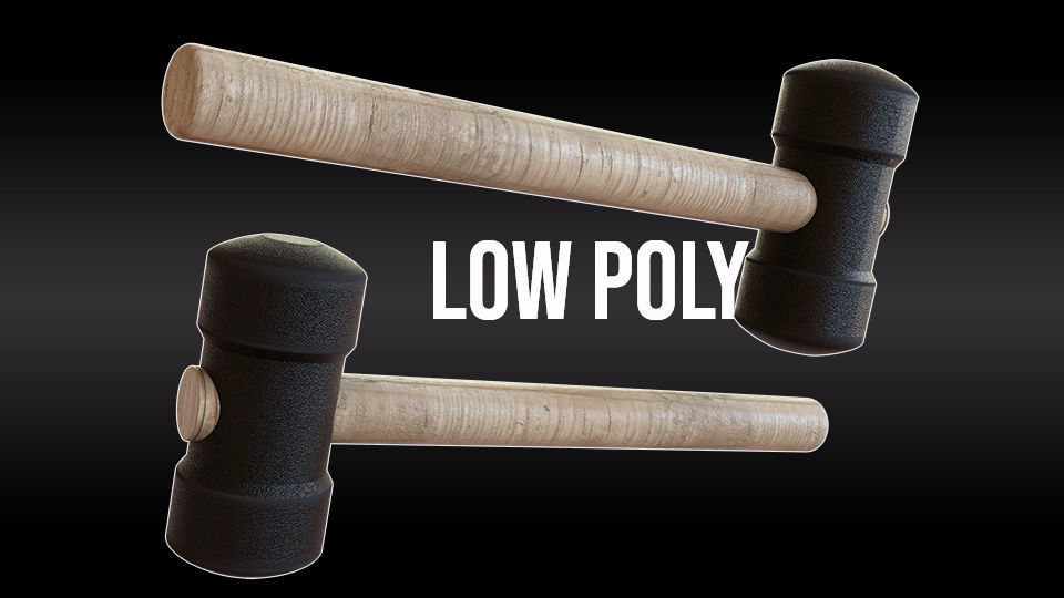 Rubber Hammer Low-poly 3D model_5