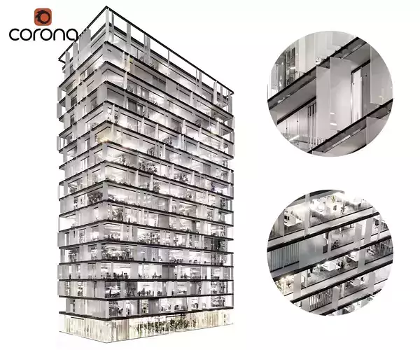 Modern office building 02 3D model