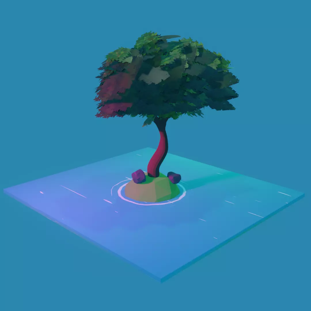  Low poly Stylized Tree water and stuff Free 3D model_0