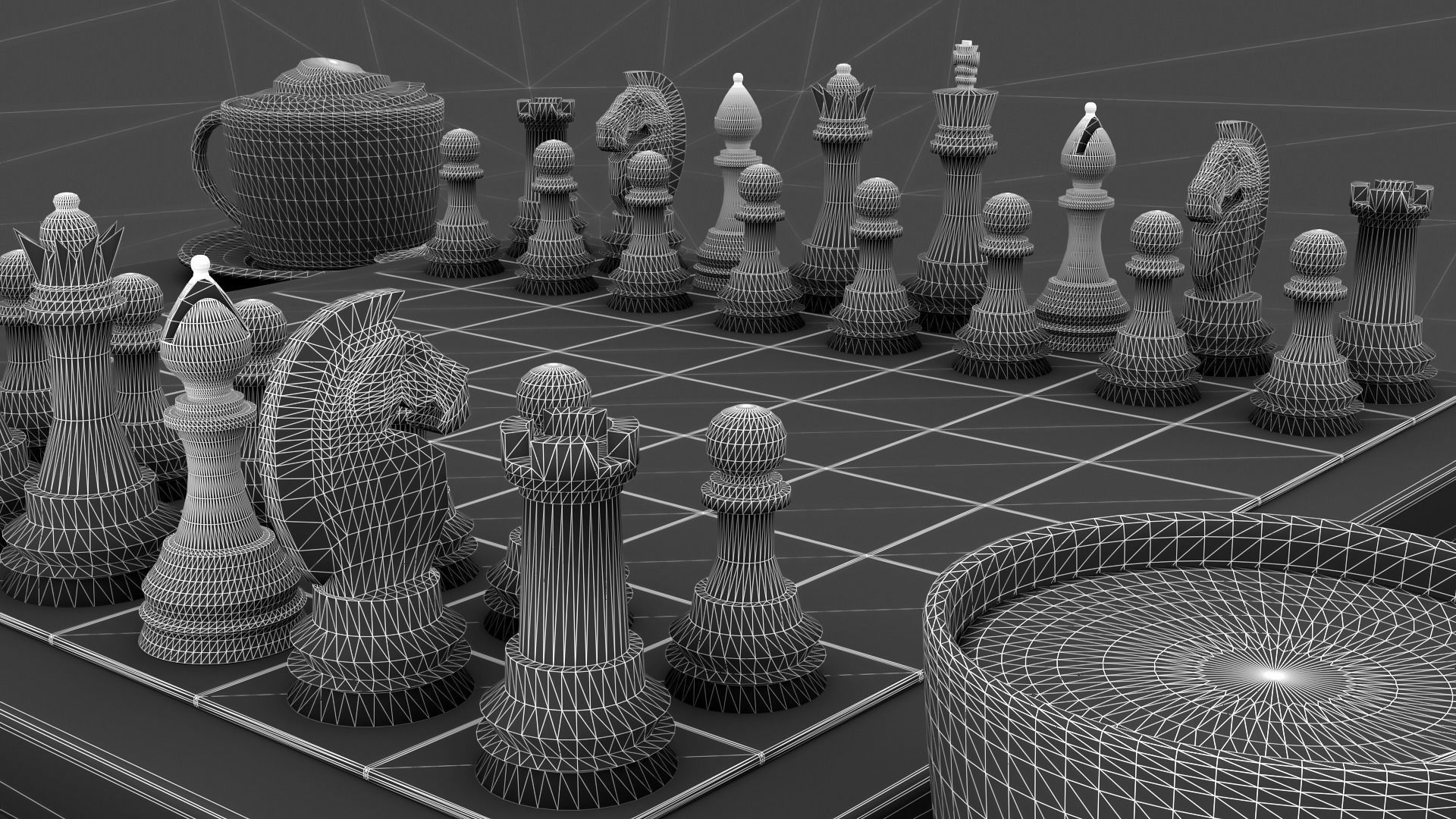 Chess Coffee Table 3D model_16