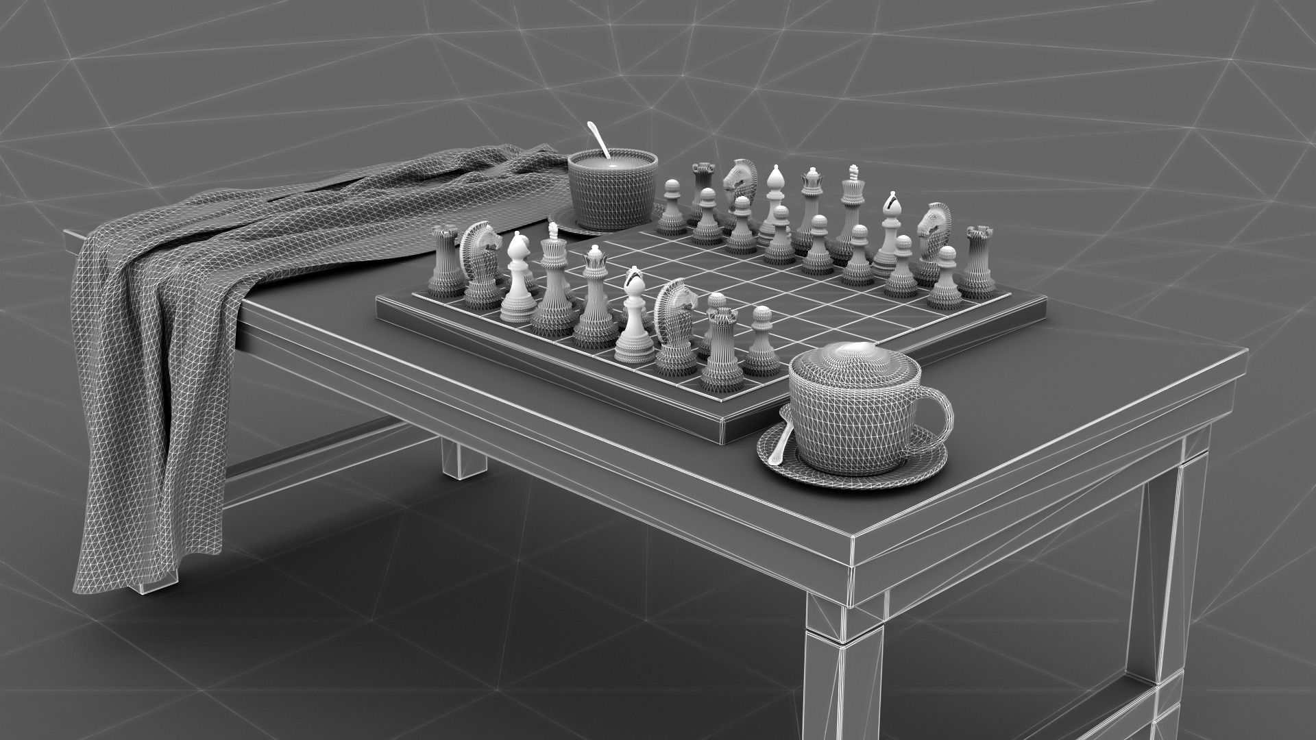Chess Coffee Table 3D model_10