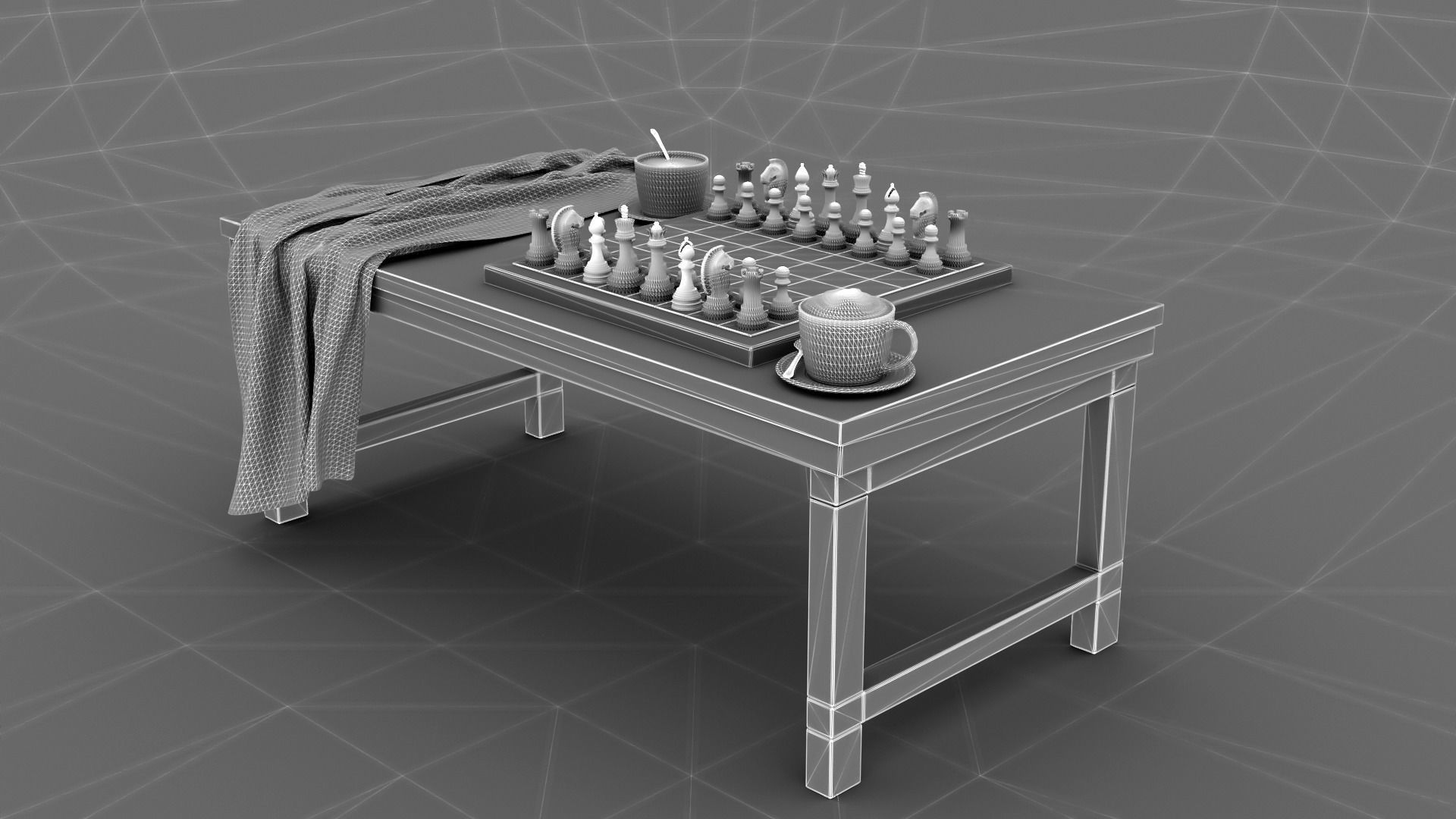 Chess Coffee Table 3D model_15