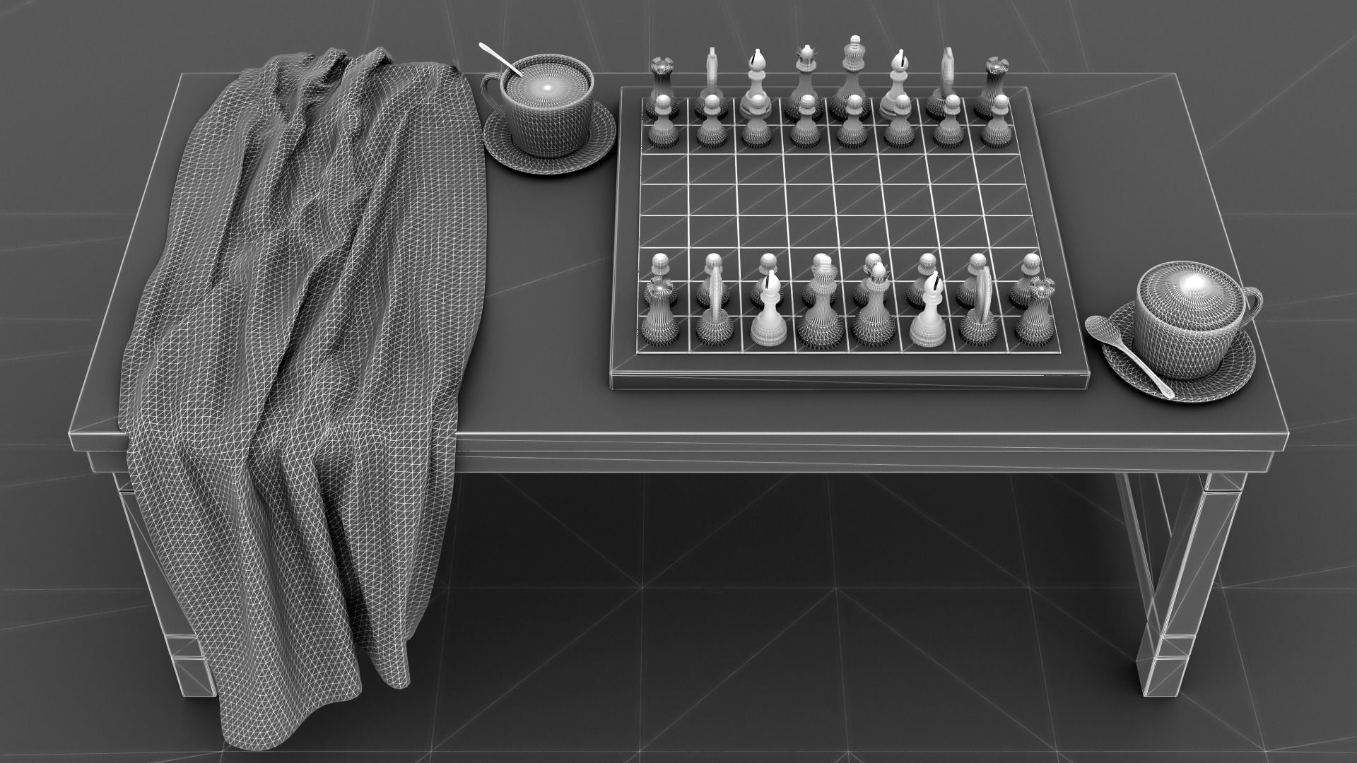Chess Coffee Table 3D model_12