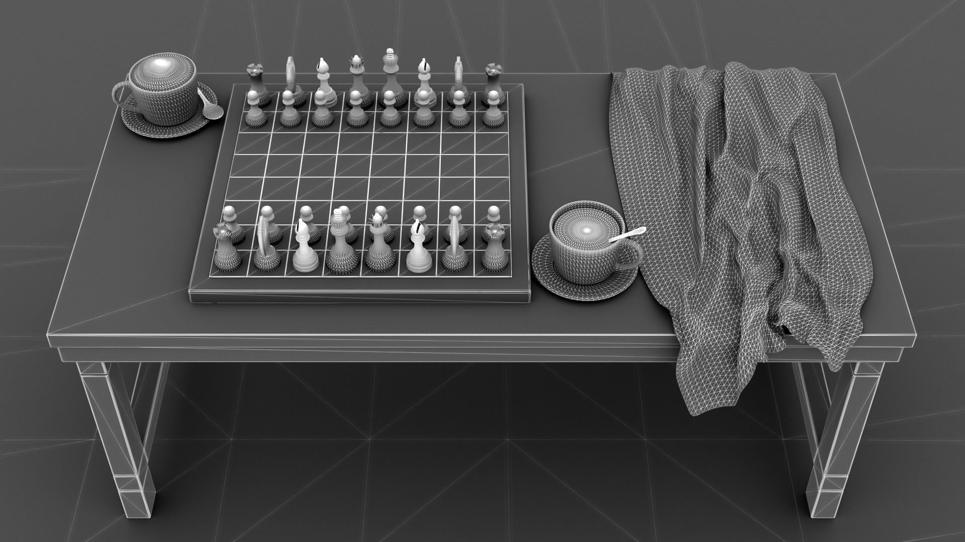 Chess Coffee Table 3D model_13