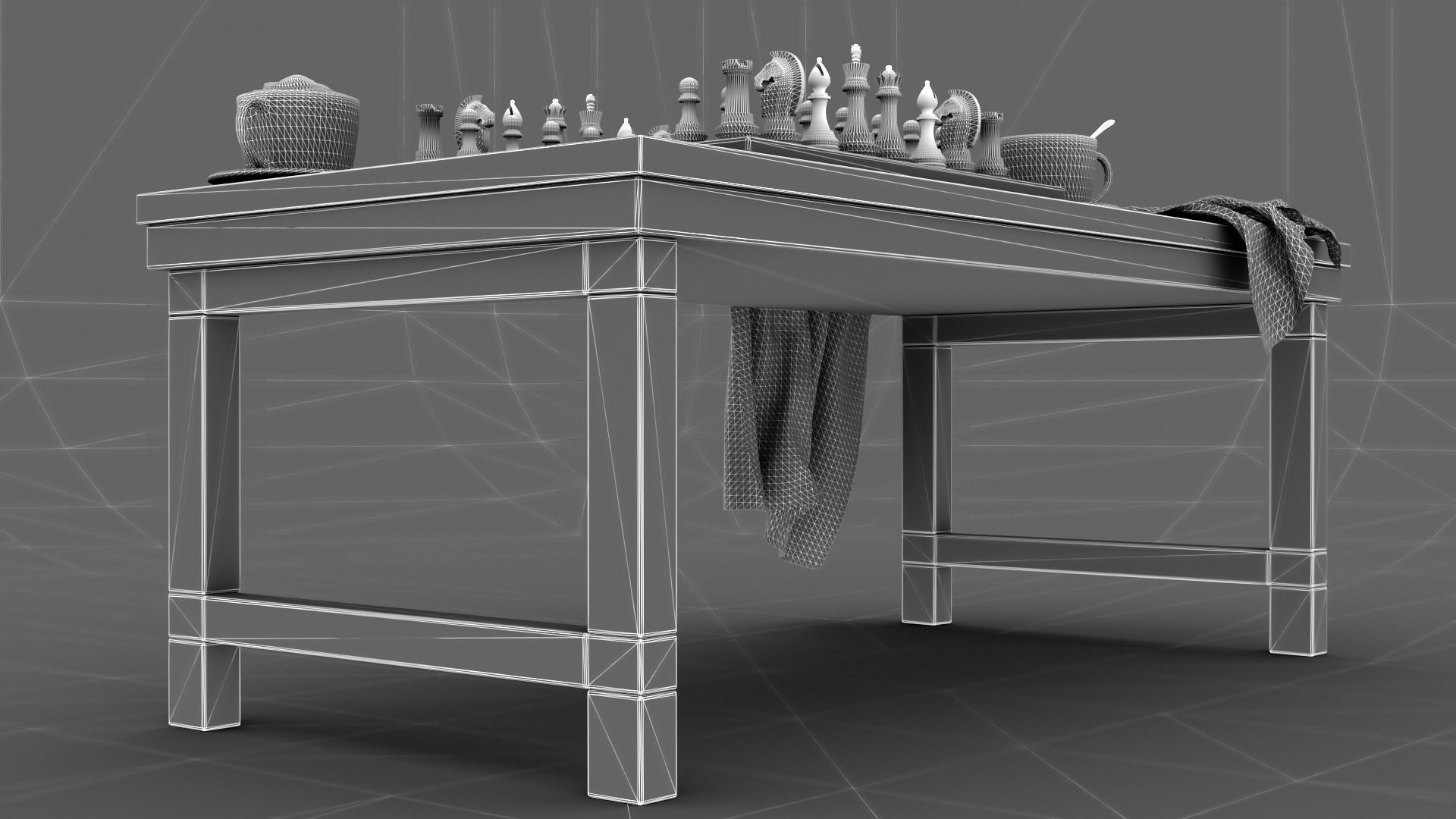 Chess Coffee Table 3D model_14