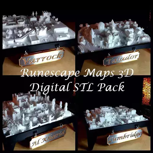 RuneScape STL Map Pack 4 Cities Digital Download 3D Print 3D print model