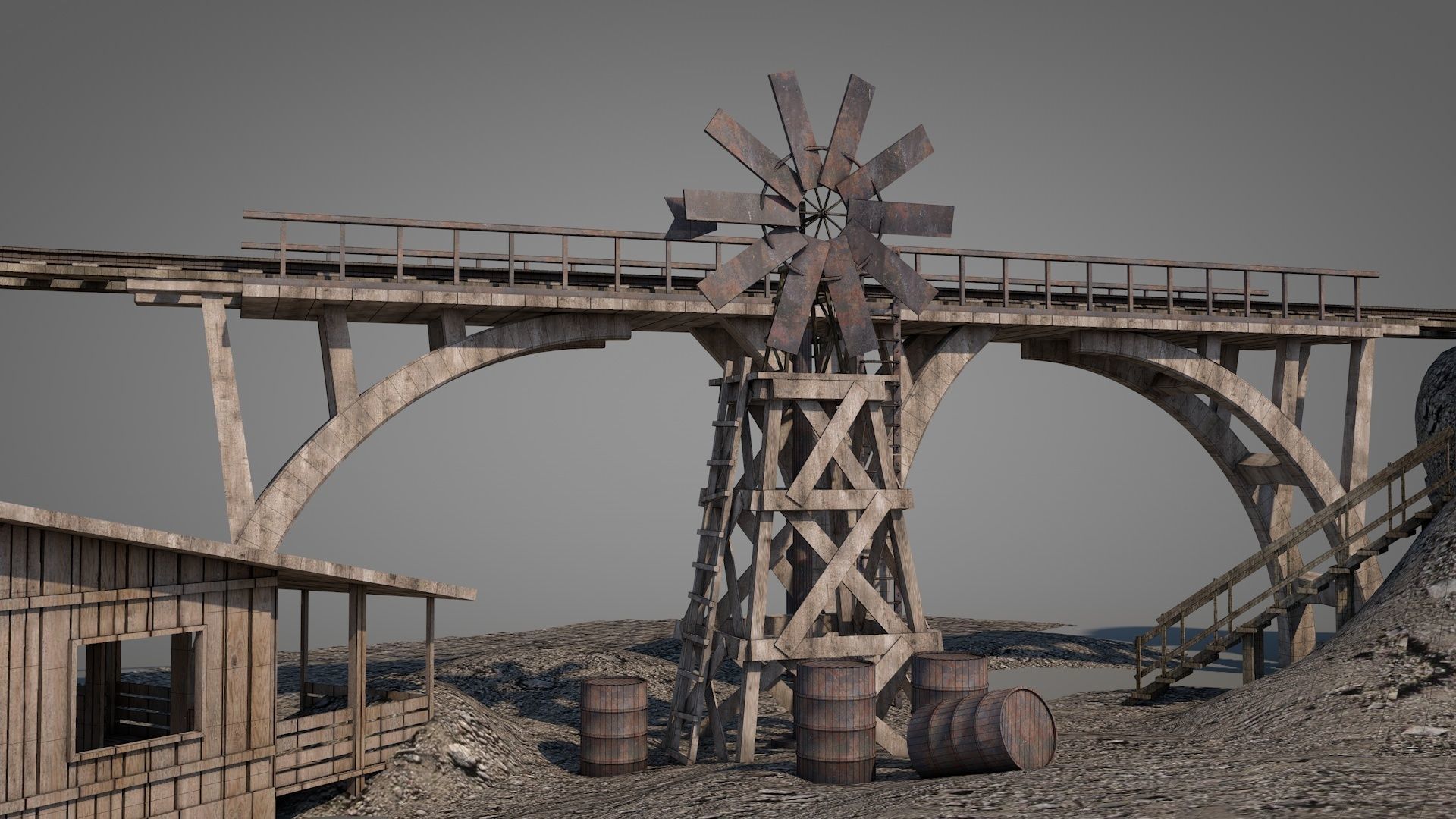 Old Wild West Railway Facility 3D model_7