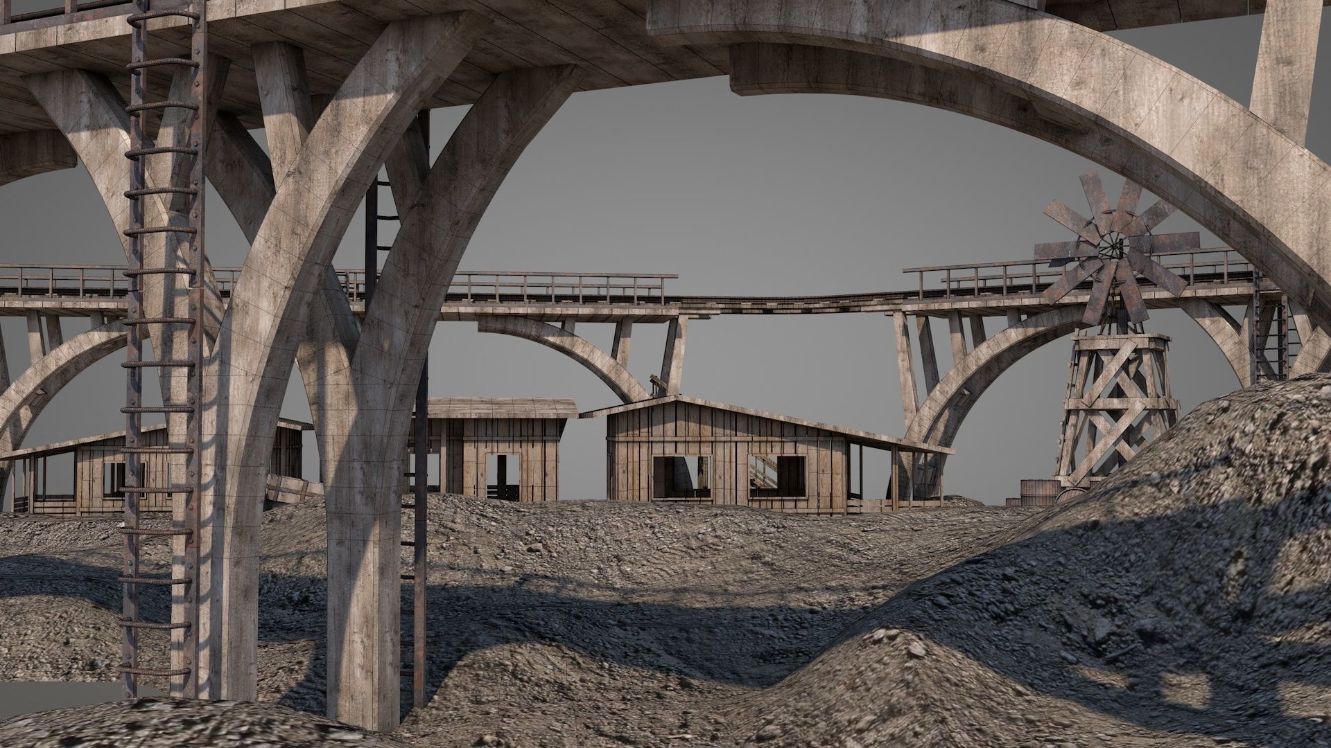 Old Wild West Railway Facility 3D model_16