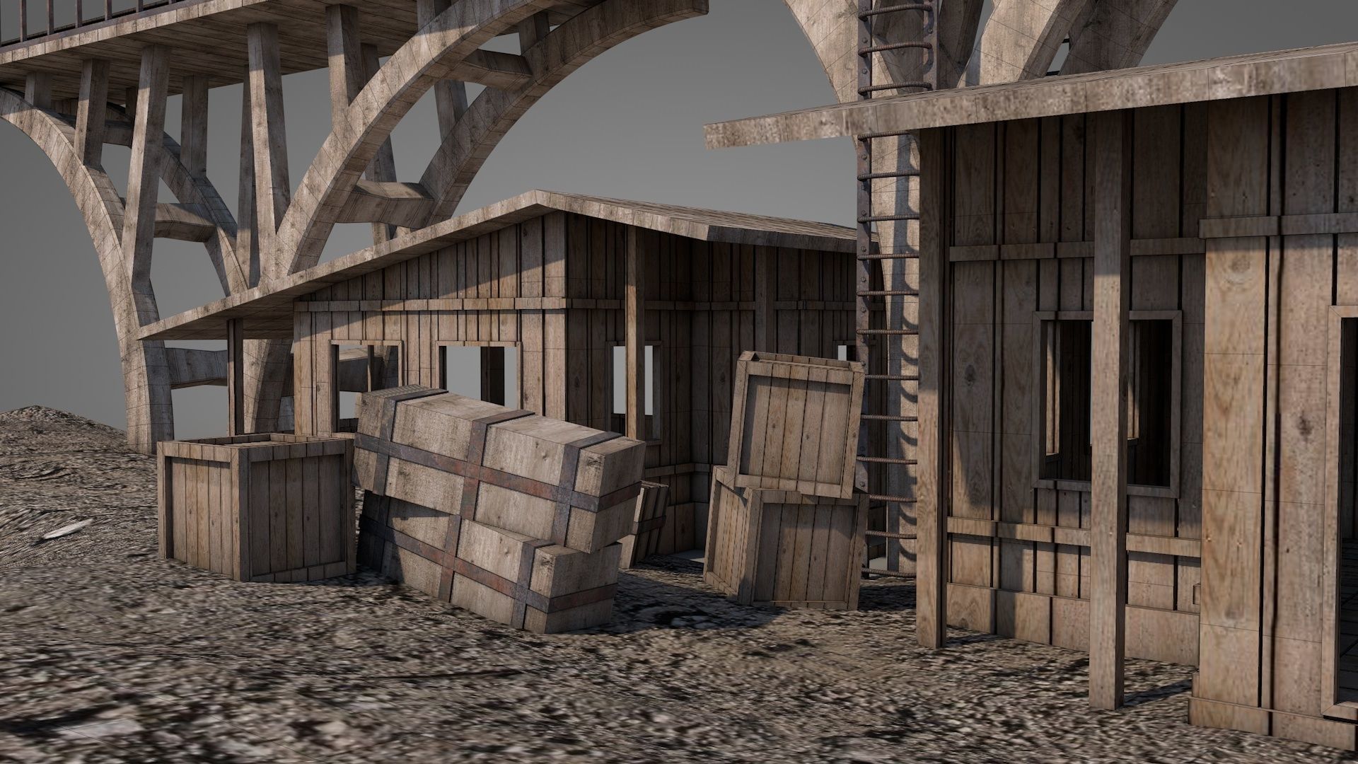 Old Wild West Railway Facility 3D model_8