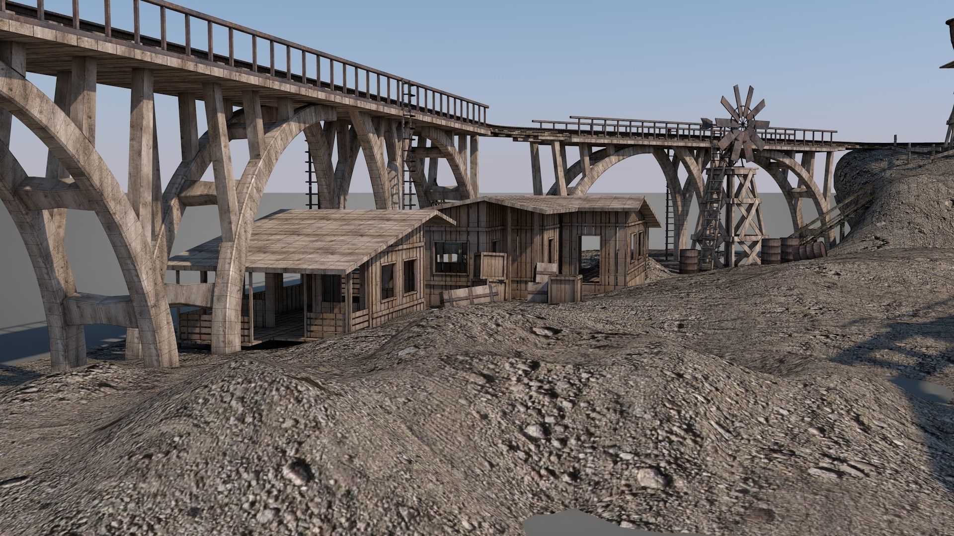 Old Wild West Railway Facility 3D model_3