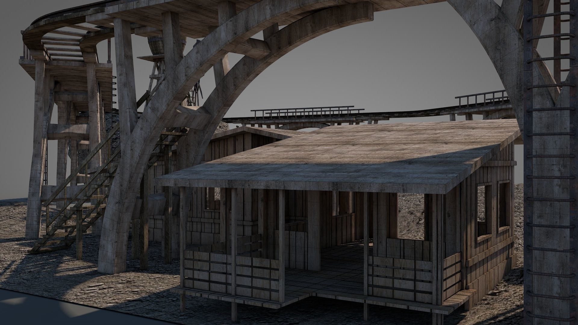 Old Wild West Railway Facility 3D model_9