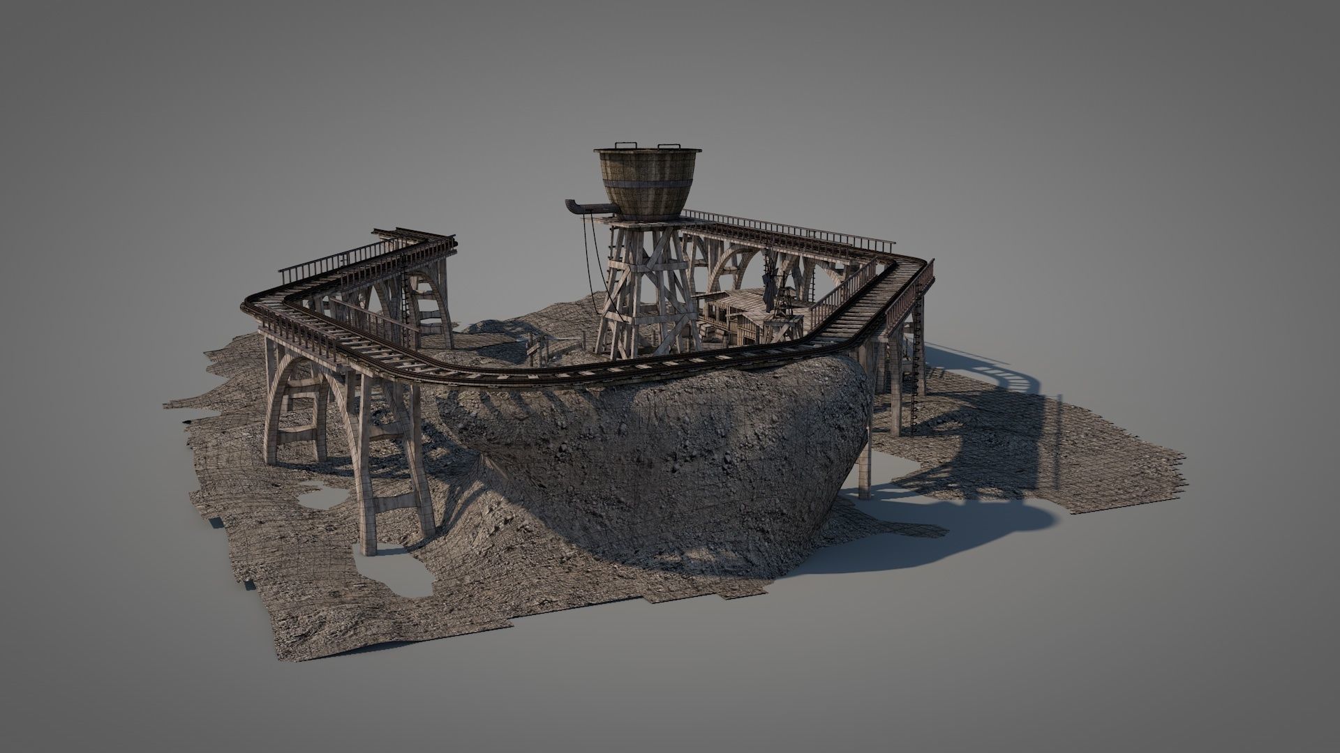 Old Wild West Railway Facility 3D model_18