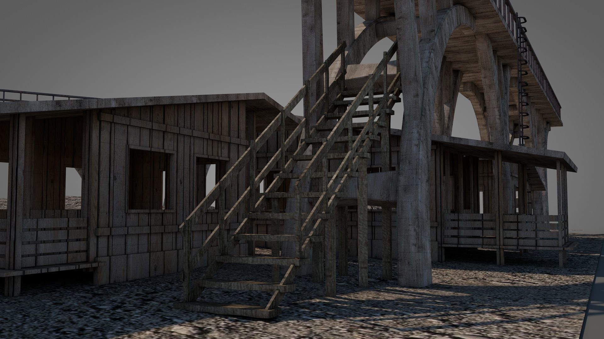 Old Wild West Railway Facility 3D model_10