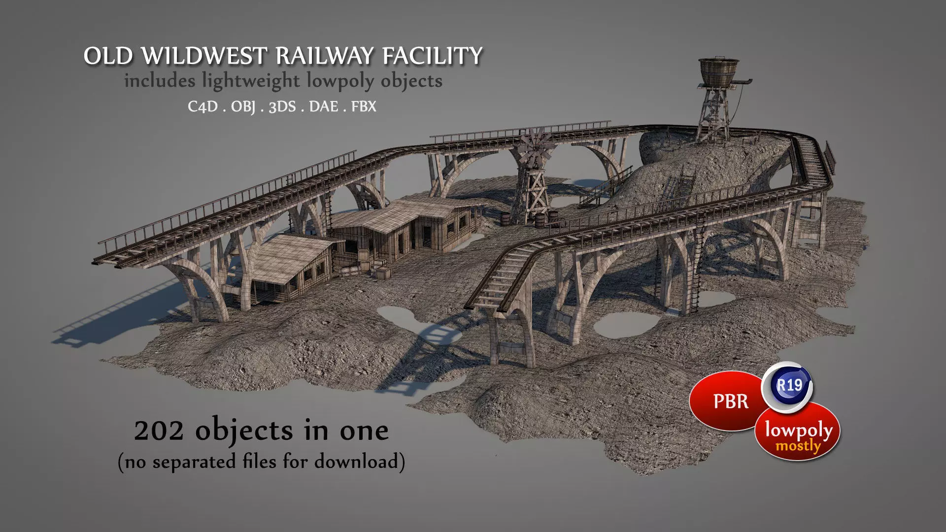 Old Wild West Railway Facility 3D model_0