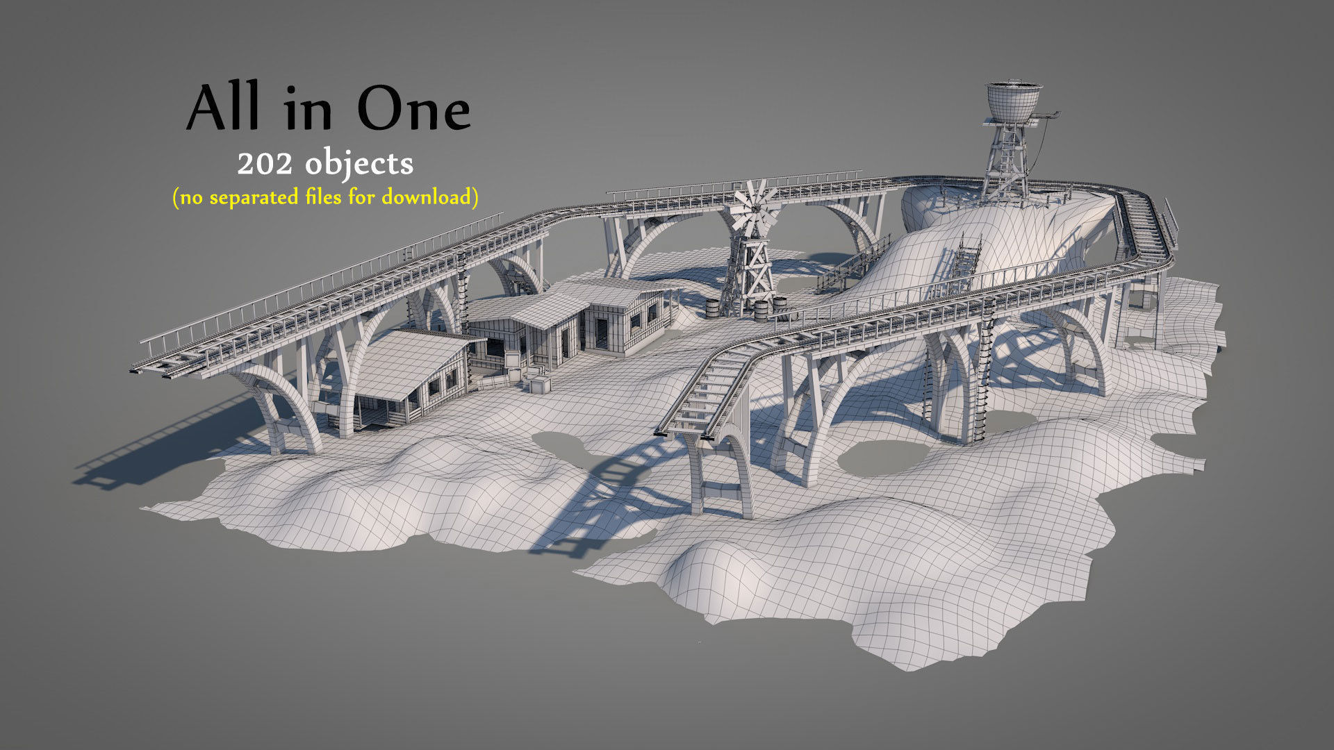 Old Wild West Railway Facility 3D model_1
