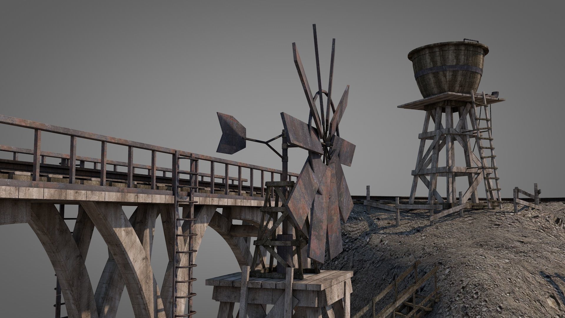 Old Wild West Railway Facility 3D model_13