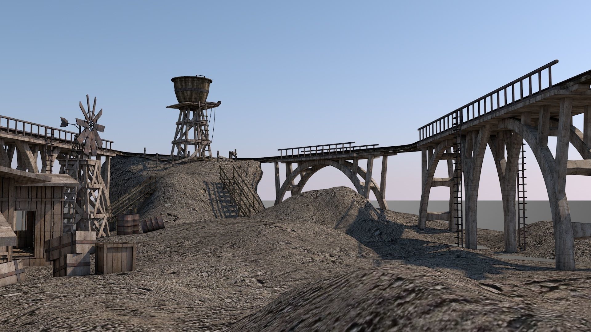 Old Wild West Railway Facility 3D model_4