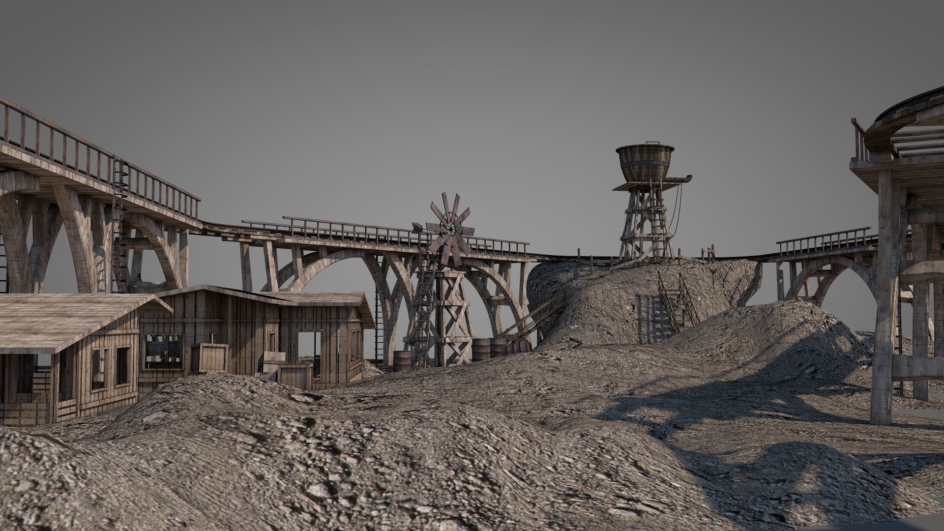 Old Wild West Railway Facility 3D model_15