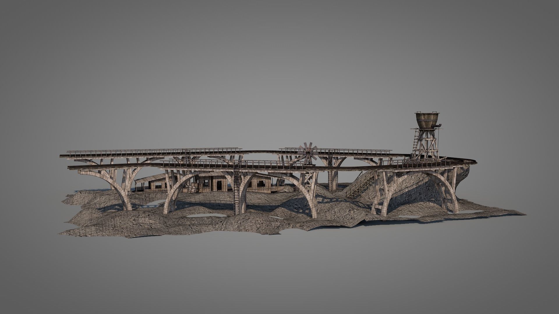 Old Wild West Railway Facility 3D model_19