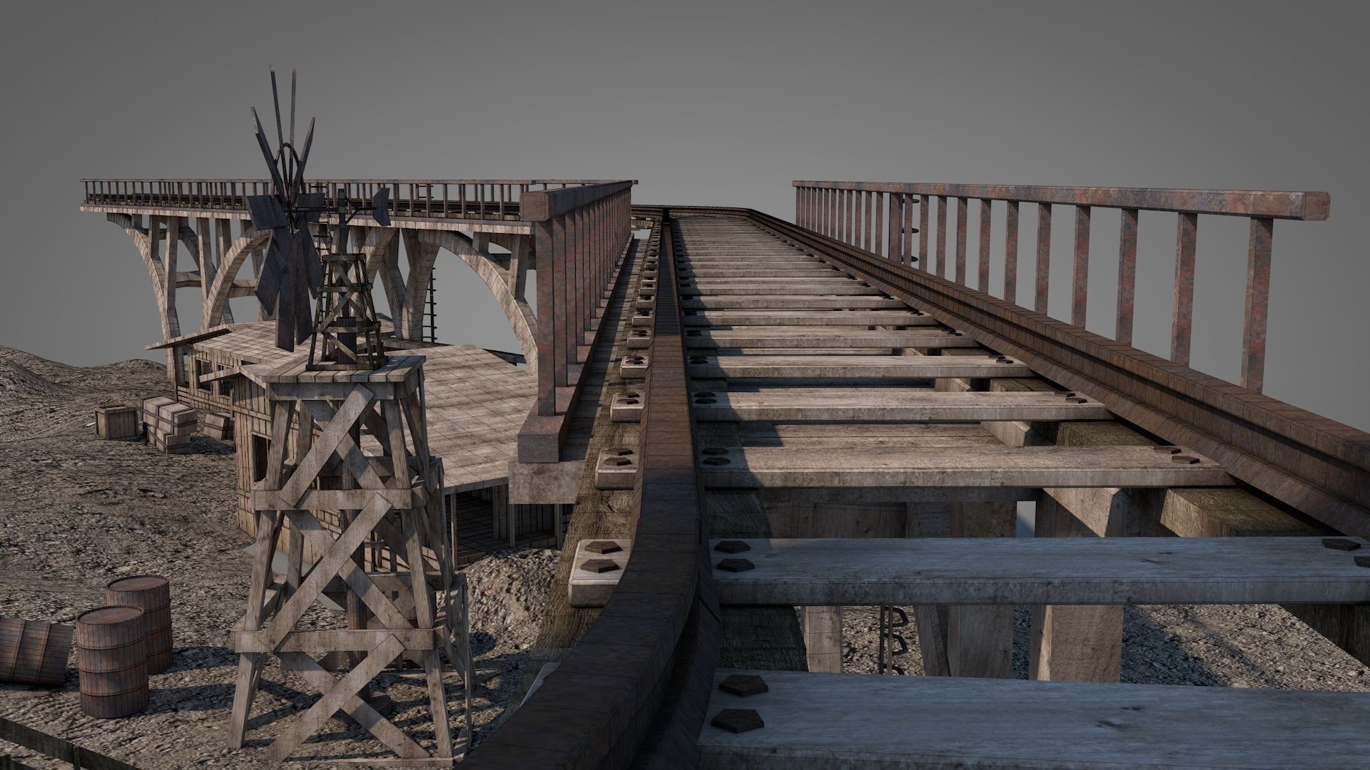 Old Wild West Railway Facility 3D model_12