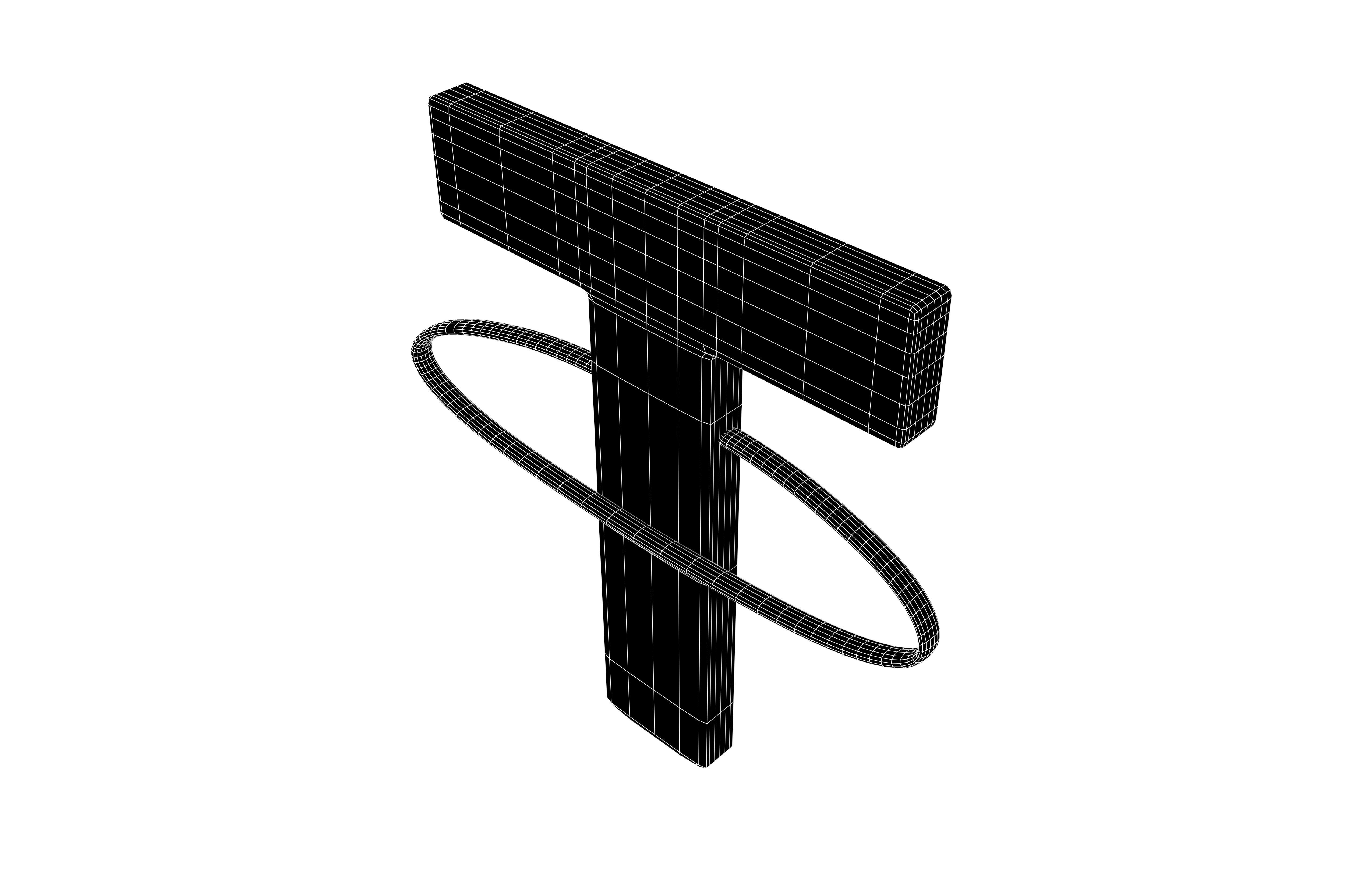 Tether USDT Coin v3 002 Low-poly 3D model_6
