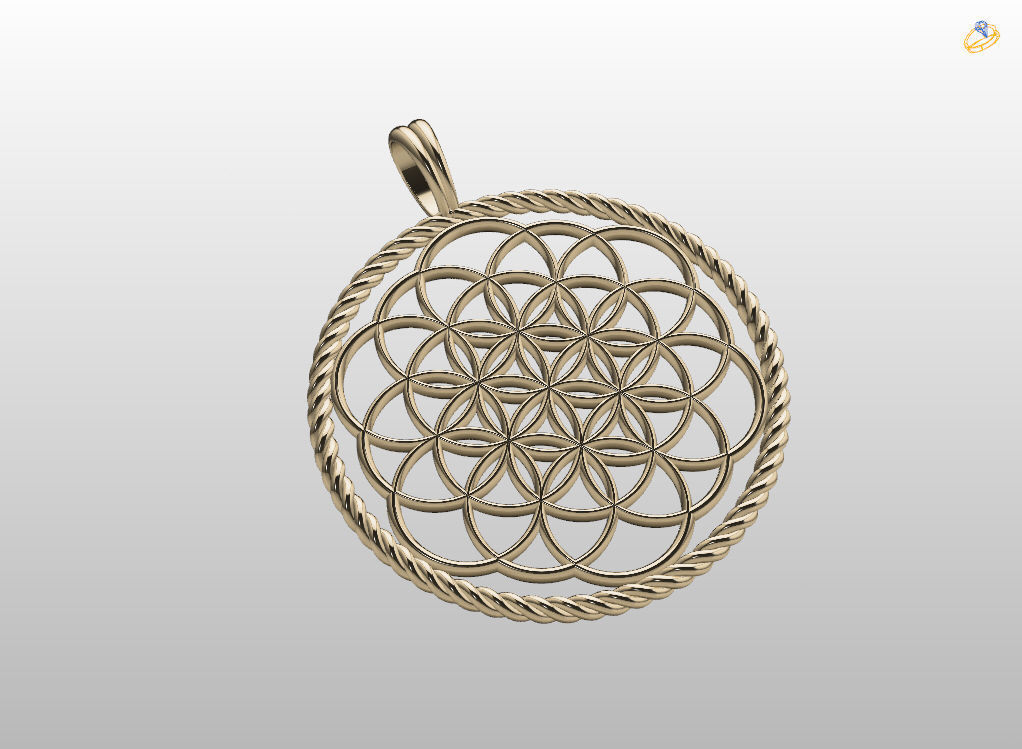 Flower of Life pendant 3D print model_5
