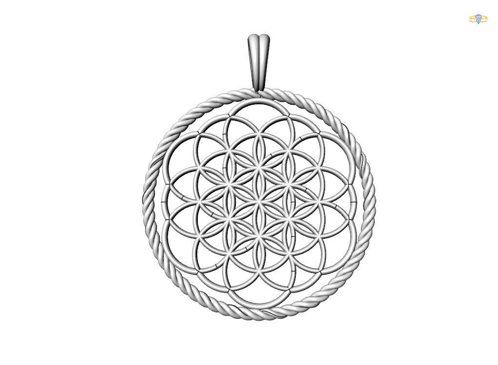 Flower of Life pendant 3D print model_2
